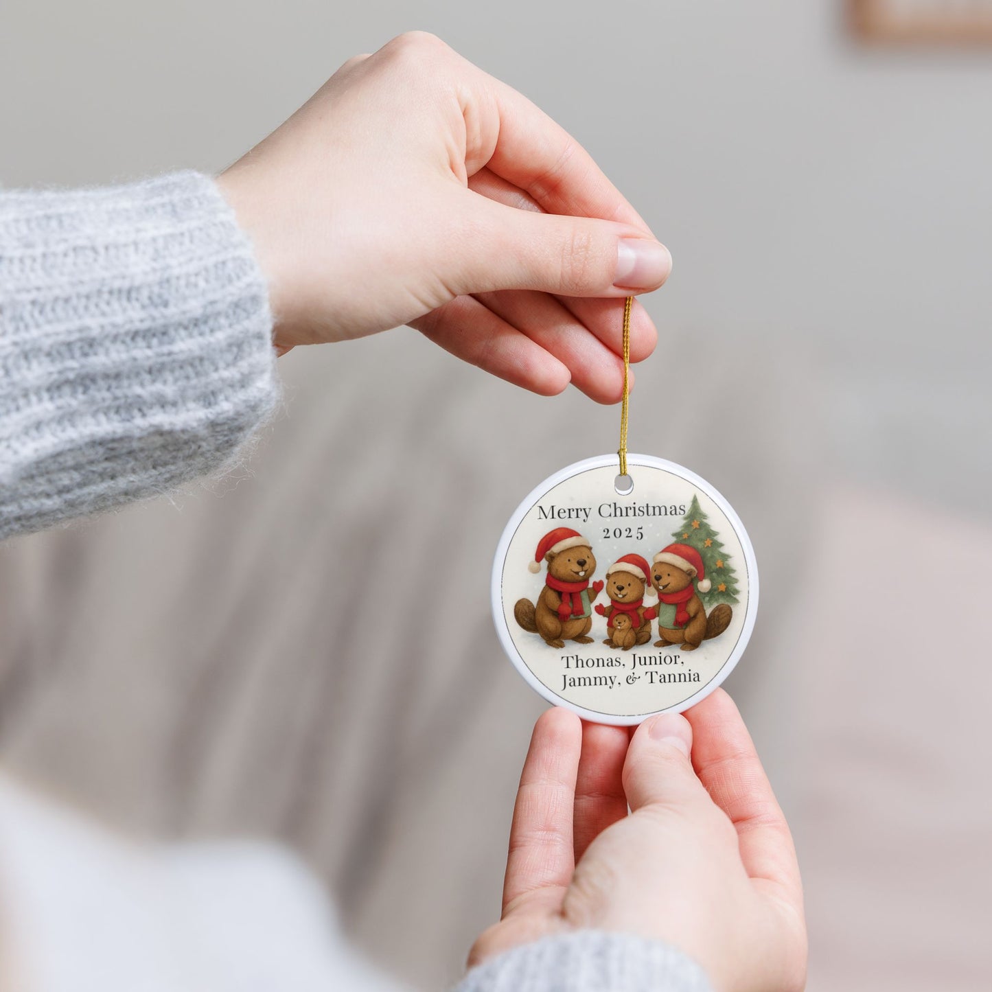 Personalized Family Christmas Ornament, Holiday Decor, Ceramic Ornament, Family Gift, Togetherness Keepsake