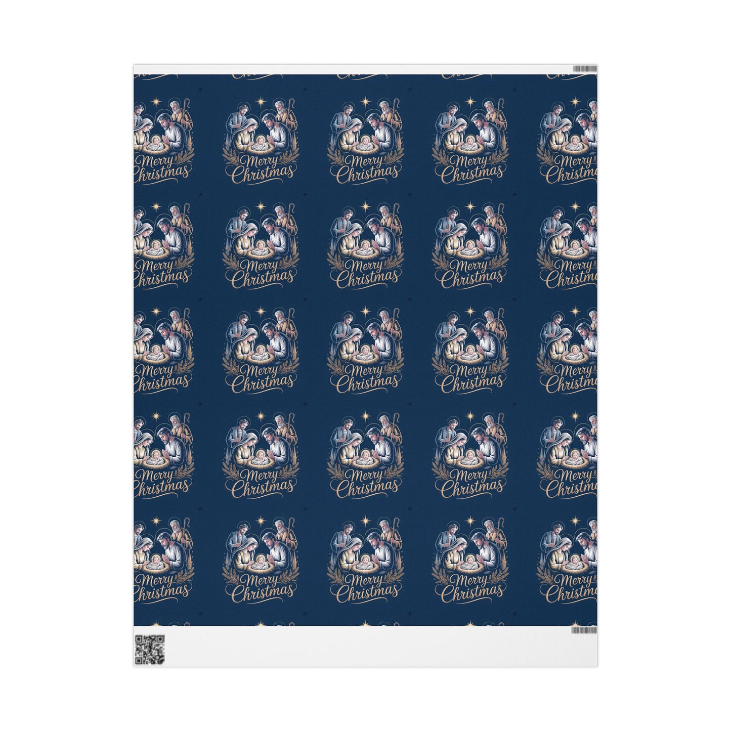 Nativity Christmas Wrapping Paper - Blue Background