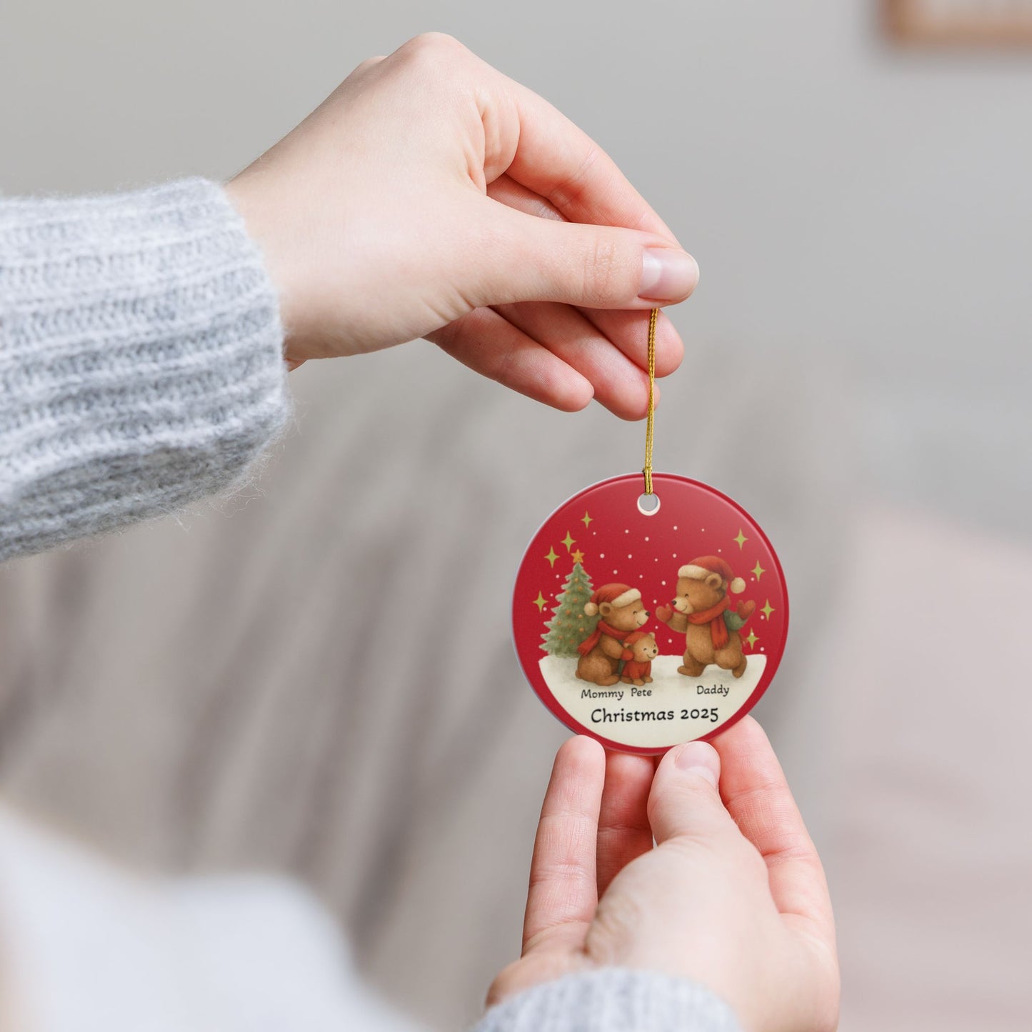 Personalized Family Christmas Ornament, Holiday Decor, Ceramic Ornament, Family Gift, Togetherness Keepsake