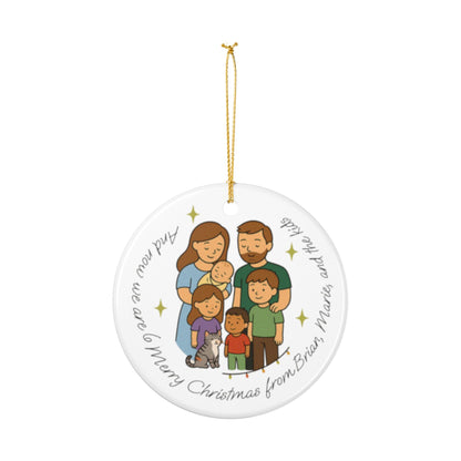 Adorno navideño familiar personalizado, decoración navideña, adorno de cerámica, regalo familiar, recuerdo de unión personalizado