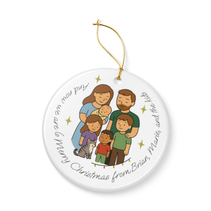 Adorno navideño familiar personalizado, decoración navideña, adorno de cerámica, regalo familiar, recuerdo de unión personalizado