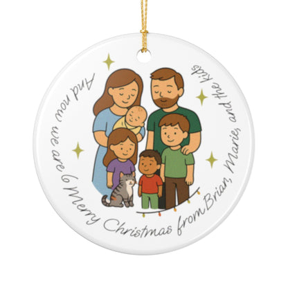 Adorno navideño familiar personalizado, decoración navideña, adorno de cerámica, regalo familiar, recuerdo de unión personalizado