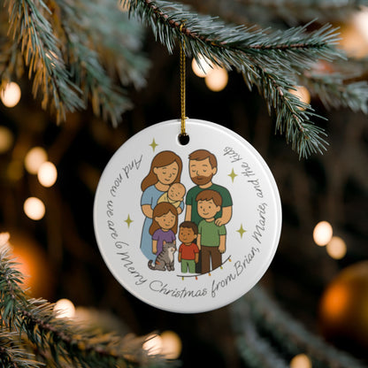 Adorno navideño familiar personalizado, decoración navideña, adorno de cerámica, regalo familiar, recuerdo de unión personalizado