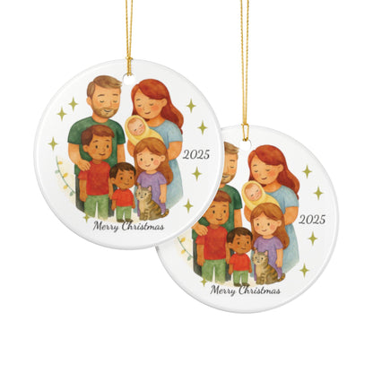 Adorno navideño familiar personalizado, decoración navideña, adorno de cerámica, regalo familiar, recuerdo de unión personalizado