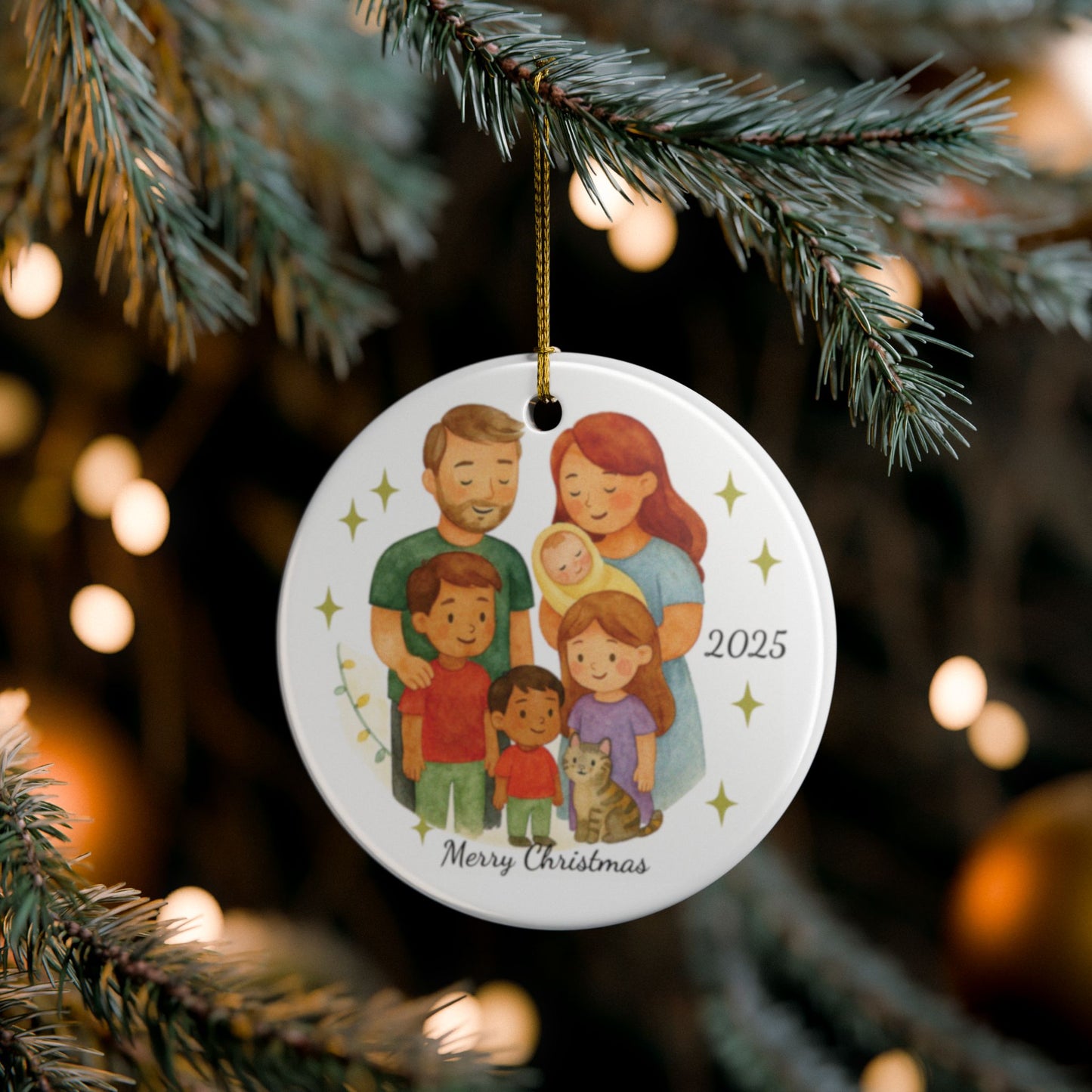 Adorno navideño familiar personalizado, decoración navideña, adorno de cerámica, regalo familiar, recuerdo de unión personalizado