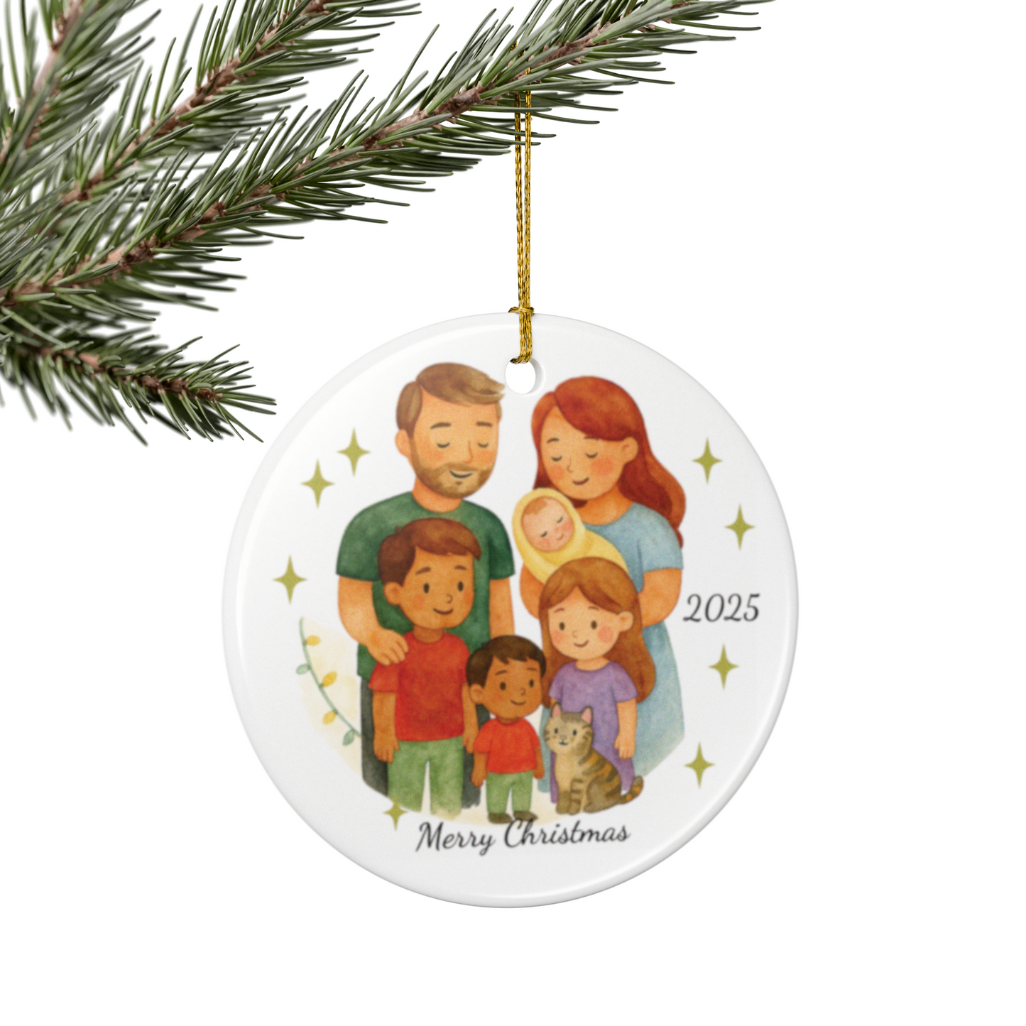 Adorno navideño familiar personalizado, decoración navideña, adorno de cerámica, regalo familiar, recuerdo de unión personalizado