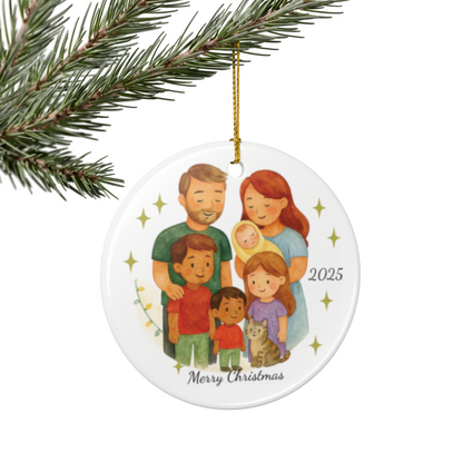Adorno navideño familiar personalizado, decoración navideña, adorno de cerámica, regalo familiar, recuerdo de unión personalizado