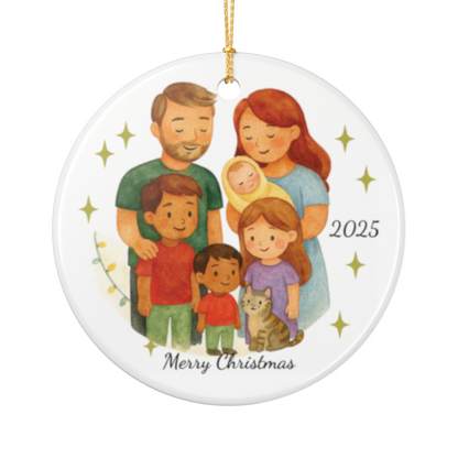 Adorno navideño familiar personalizado, decoración navideña, adorno de cerámica, regalo familiar, recuerdo de unión personalizado