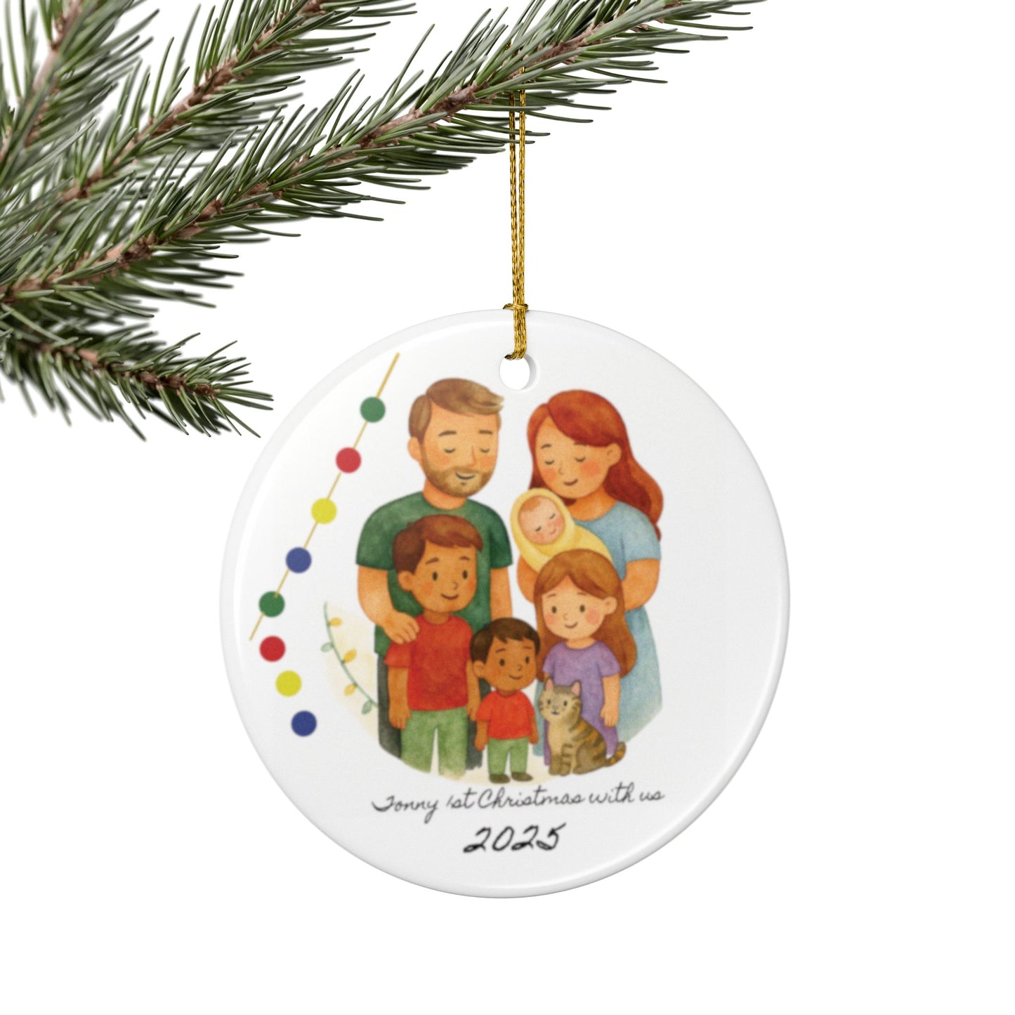 Adorno navideño familiar personalizado, decoración navideña, adorno de cerámica, regalo familiar, recuerdo de unión personalizado