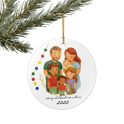 Personalized Family Christmas Ornament, Holiday Decor, 2-Sided Ceramic Ornament, Family Gift, Custom Togetherness Keepsake