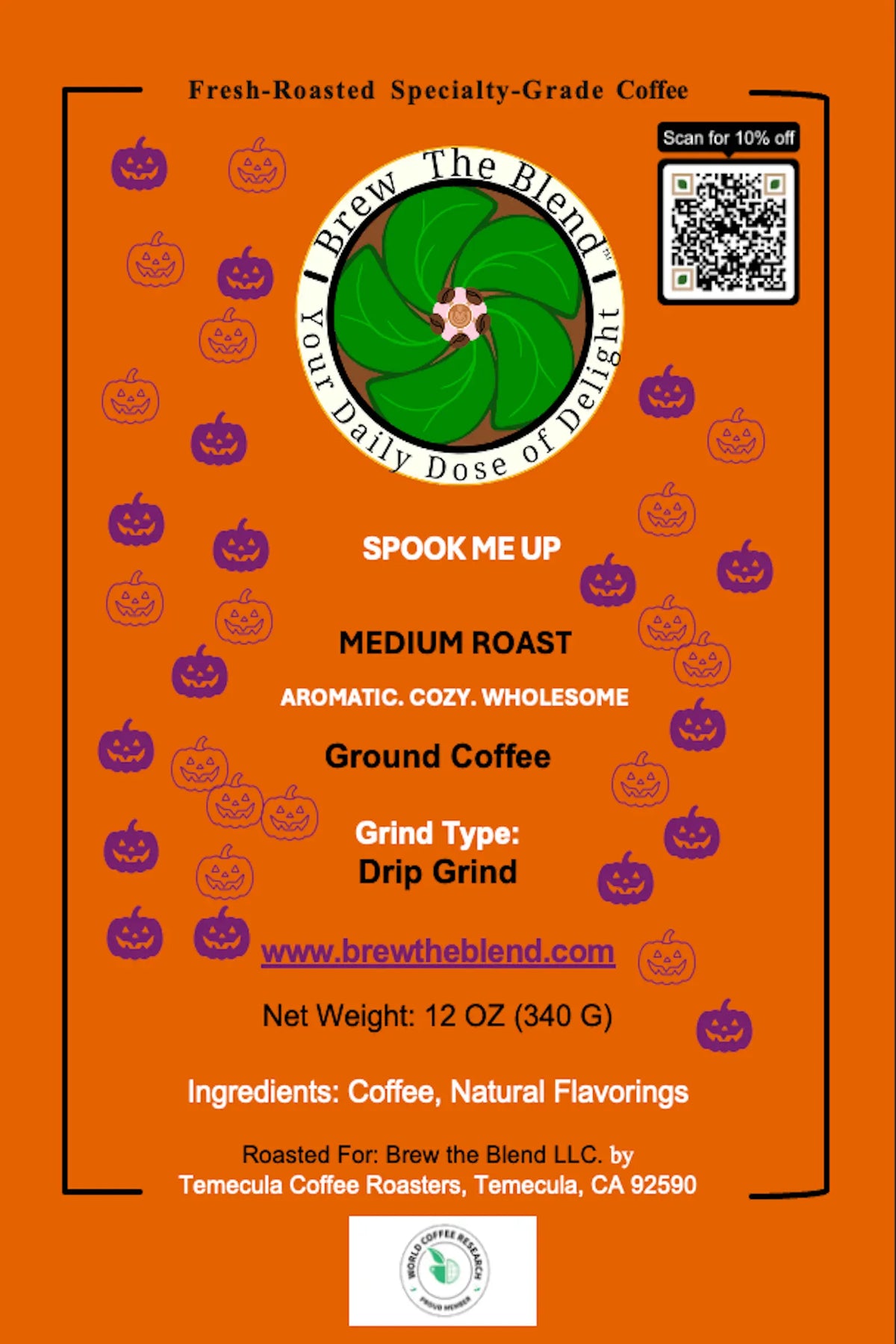 12 oz standard pumpkin coffee label